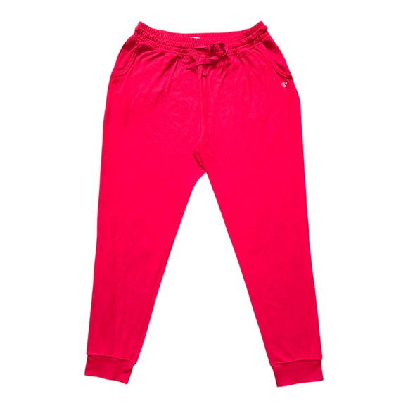 TSLA Red Jogger Sweatpants Women’s Large Lounge Athletic Pants Tapered Size L - Picture 1 of 10